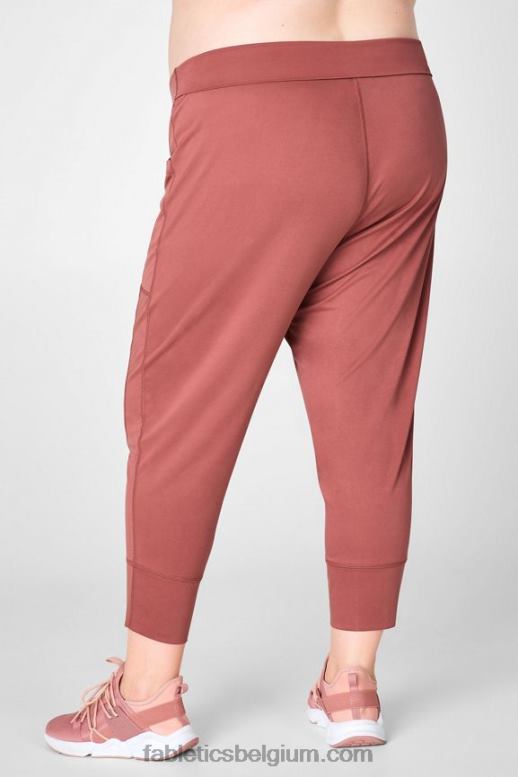 middagzon/roze botercreme vrouwen strakke gebreide broek met trekkoord Fabletics LH20J160