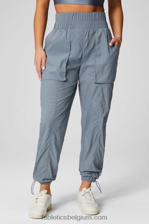 onweerswolk/reflecterend zilver vrouwen nylon broek met ultrahoge taille en pijpen Fabletics LH20J8
