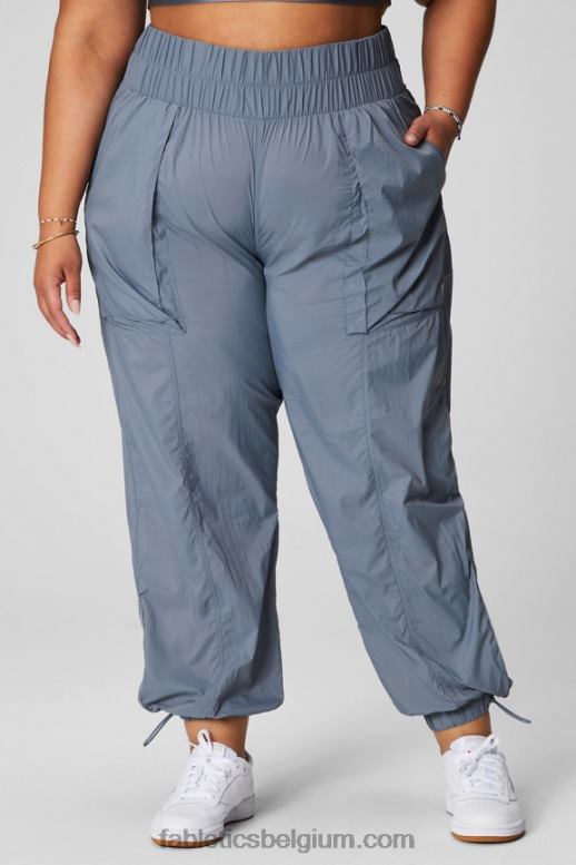 onweerswolk/reflecterend zilver vrouwen nylon broek met ultrahoge taille en pijpen Fabletics LH20J9