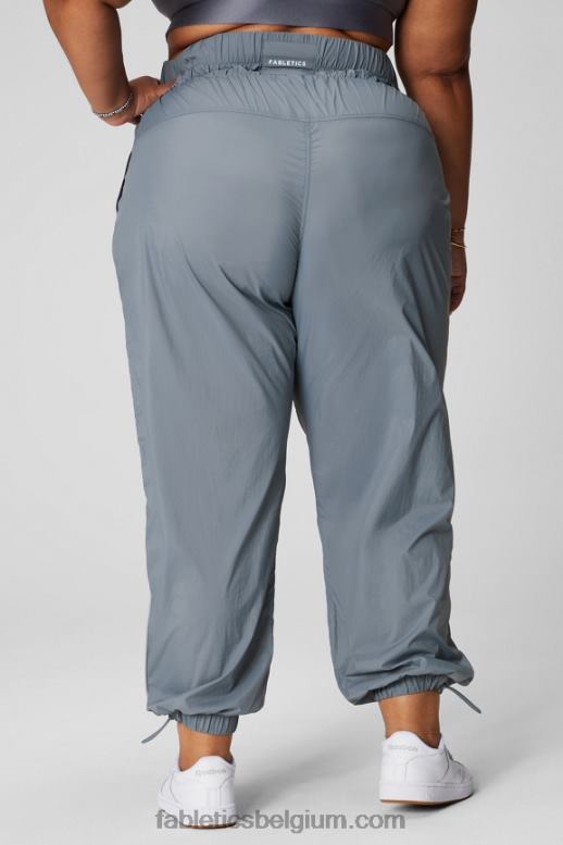 onweerswolk/reflecterend zilver vrouwen nylon broek met ultrahoge taille en pijpen Fabletics LH20J9