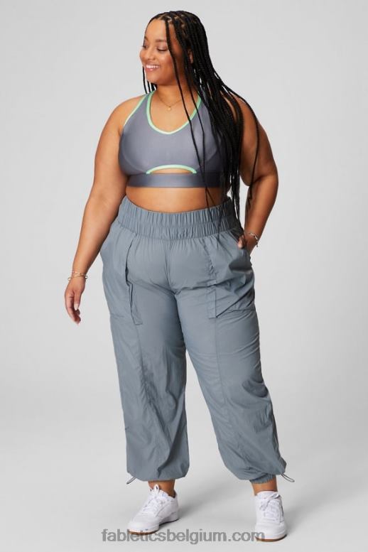 onweerswolk/reflecterend zilver vrouwen nylon broek met ultrahoge taille en pijpen Fabletics LH20J9