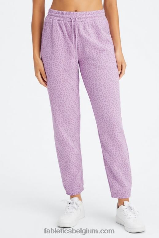 orchidee two tone luipaard/warme lavendel vrouwen forever fleece joggingbroek Fabletics LH20J72