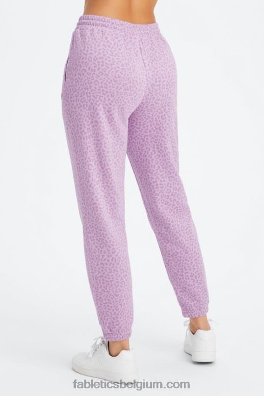 orchidee two tone luipaard/warme lavendel vrouwen forever fleece joggingbroek Fabletics LH20J72
