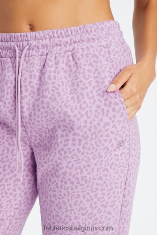 orchidee two tone luipaard/warme lavendel vrouwen forever fleece joggingbroek Fabletics LH20J72