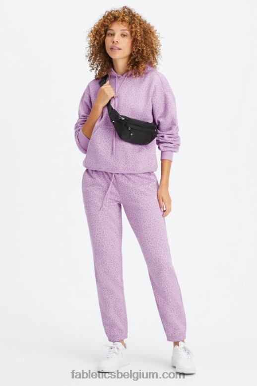 orchidee two tone luipaard/warme lavendel vrouwen forever fleece joggingbroek Fabletics LH20J72