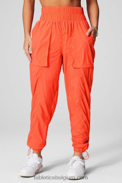 passie oranje/reflecterend zilver vrouwen nylon broek met ultrahoge taille en pijpen Fabletics LH20J6