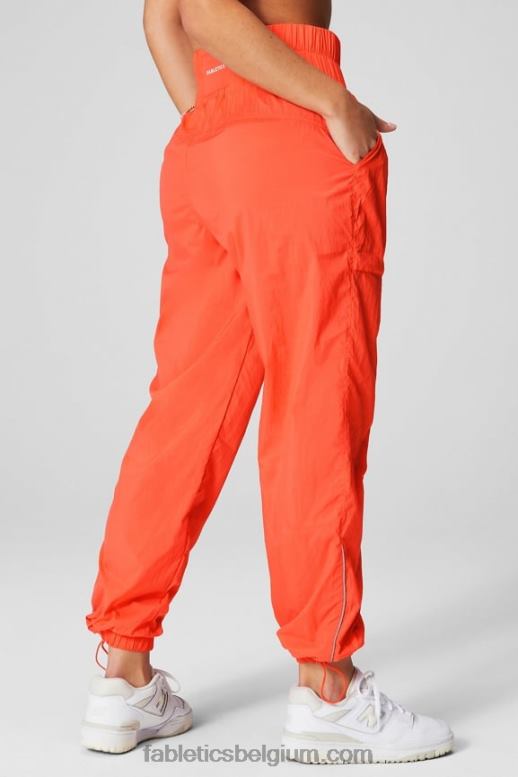 passie oranje/reflecterend zilver vrouwen nylon broek met ultrahoge taille en pijpen Fabletics LH20J6