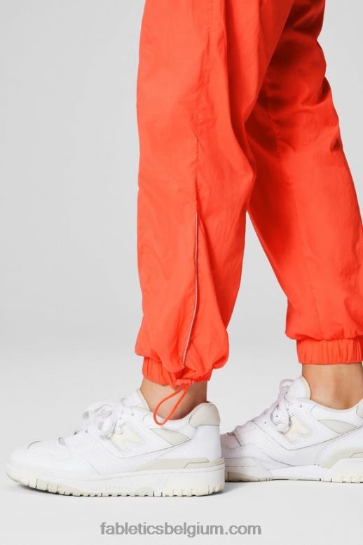 passie oranje/reflecterend zilver vrouwen nylon broek met ultrahoge taille en pijpen Fabletics LH20J6