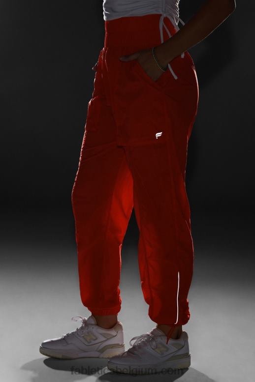passie oranje/reflecterend zilver vrouwen nylon broek met ultrahoge taille en pijpen Fabletics LH20J6
