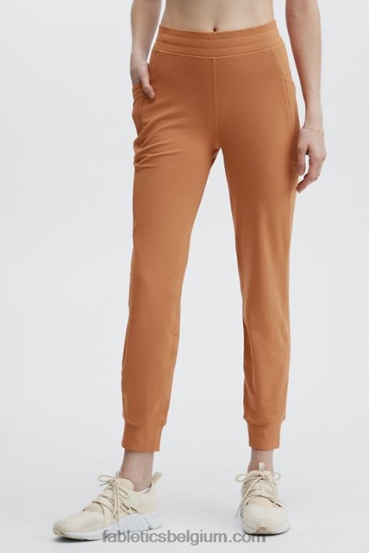pluche roze/zwart vrouwen thermaflex hoog getailleerde pocketjoggingbroek Fabletics LH20J62
