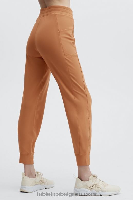 pluche roze/zwart vrouwen thermaflex hoog getailleerde pocketjoggingbroek Fabletics LH20J62
