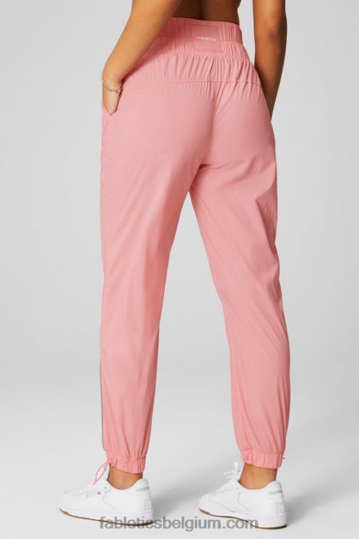 rouge blush/reflecterend zilver vrouwen nylon broek met ultrahoge taille en pijpen Fabletics LH20J7