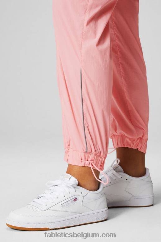 rouge blush/reflecterend zilver vrouwen nylon broek met ultrahoge taille en pijpen Fabletics LH20J7
