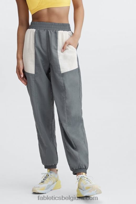 suikerpruim/zwarte stip vrouwen kickback tweekleurige trainingsbroek Fabletics LH20J127