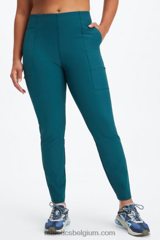 surfblauw/kersen burst vrouwen hybride cargobroek Fabletics LH20J116