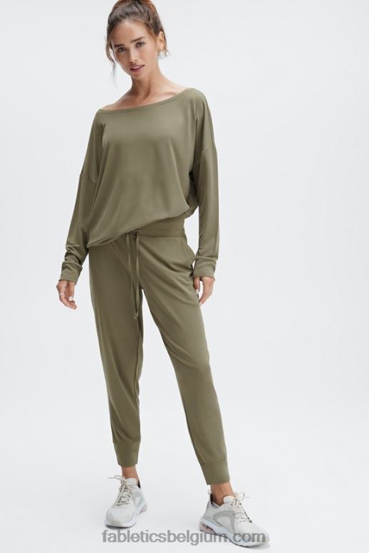 terrazzo/reflecterend logo vrouwen eco gestroomlijnde gebreide broek met trekkoord Fabletics LH20J100