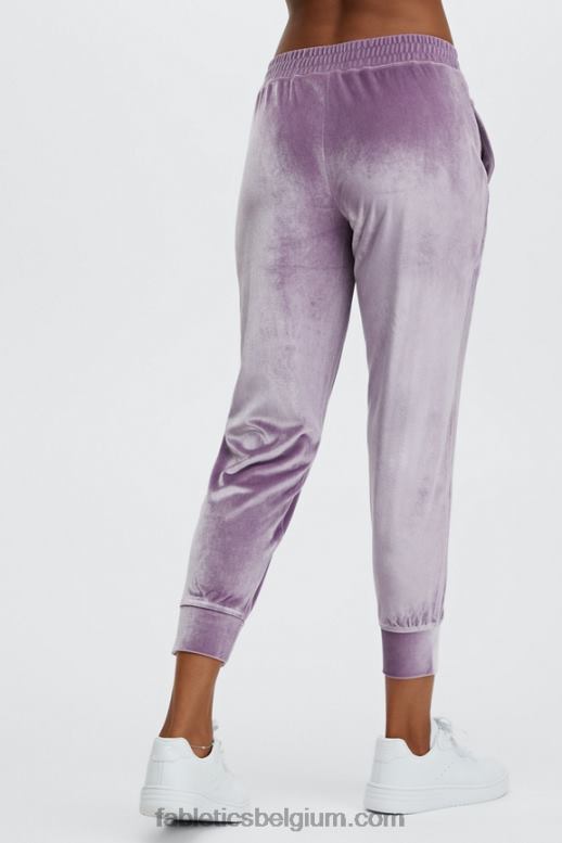 vervaagde olijf/roze punch vrouwen luxe velours joggingbroek Fabletics LH20J150