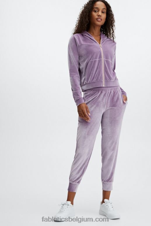 vervaagde olijf/roze punch vrouwen luxe velours joggingbroek Fabletics LH20J150