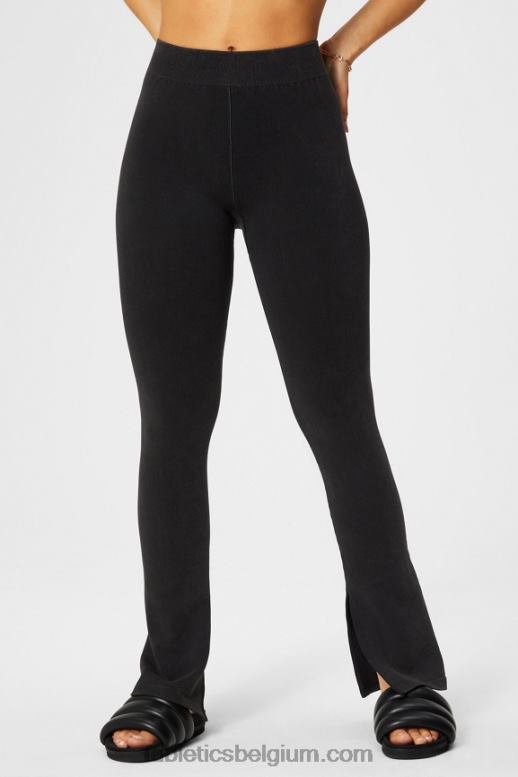 wijnoogst zwart vrouwen wolk naadloze high-waisted split flare Fabletics LH20J3