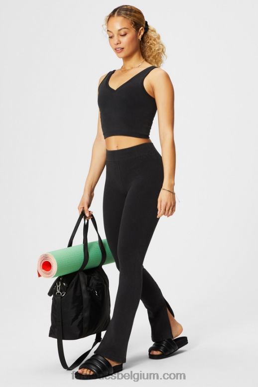 wijnoogst zwart vrouwen wolk naadloze high-waisted split flare Fabletics LH20J3