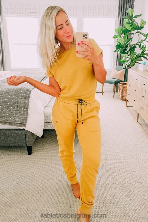 wilde kalk/afgrond vrouwen milieubewuste slanke joggingbroek Fabletics LH20J55