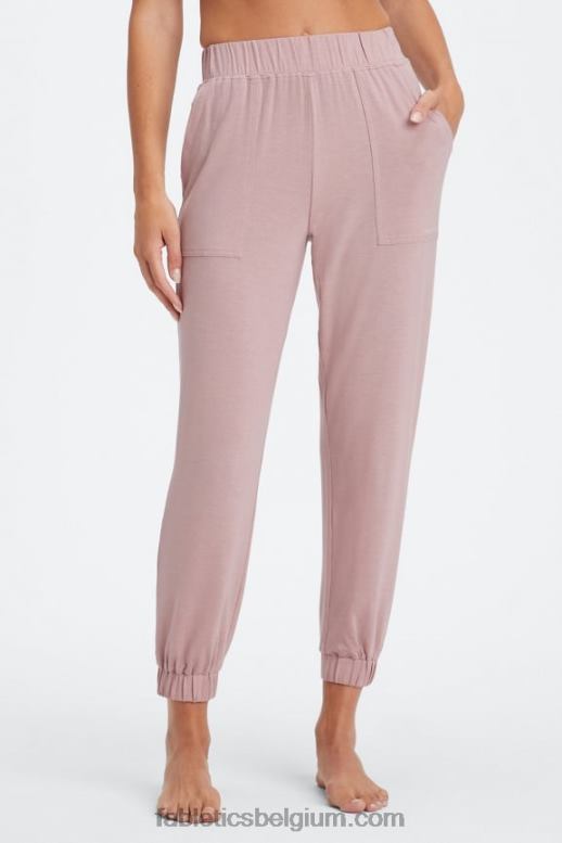 zachtgrijze heide/atletiekclub vrouwen restoreknit taps toelopende broek Fabletics LH20J76