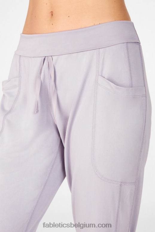 zwart/gerookt vrouwen strakke gebreide broek met trekkoord Fabletics LH20J156