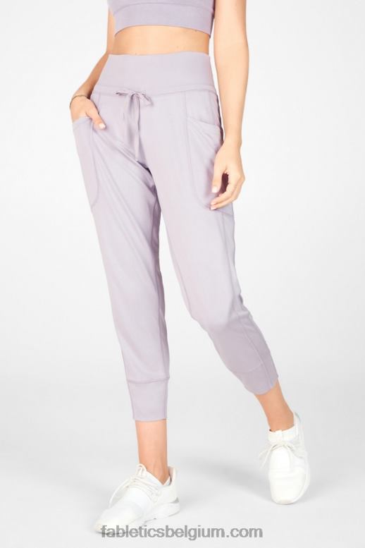 zwart/gerookt vrouwen strakke gebreide broek met trekkoord Fabletics LH20J156