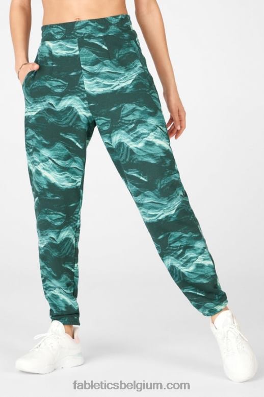 zwart / golvend jachtluipaard vrouwen cloe slanke joggingbroek Fabletics LH20J207