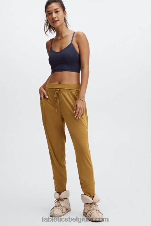 zwart/klassiek wit vrouwen strakke gebreide broek met trekkoord Fabletics LH20J154