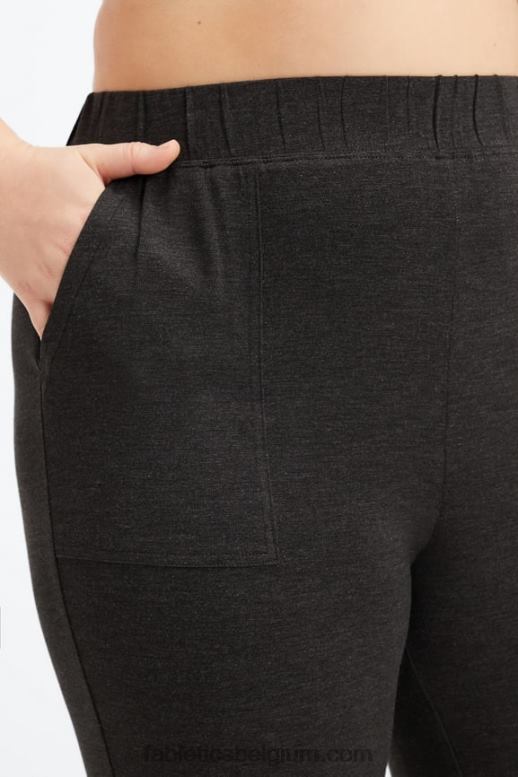 zwart/microstip vrouwen restoreknit taps toelopende broek Fabletics LH20J82