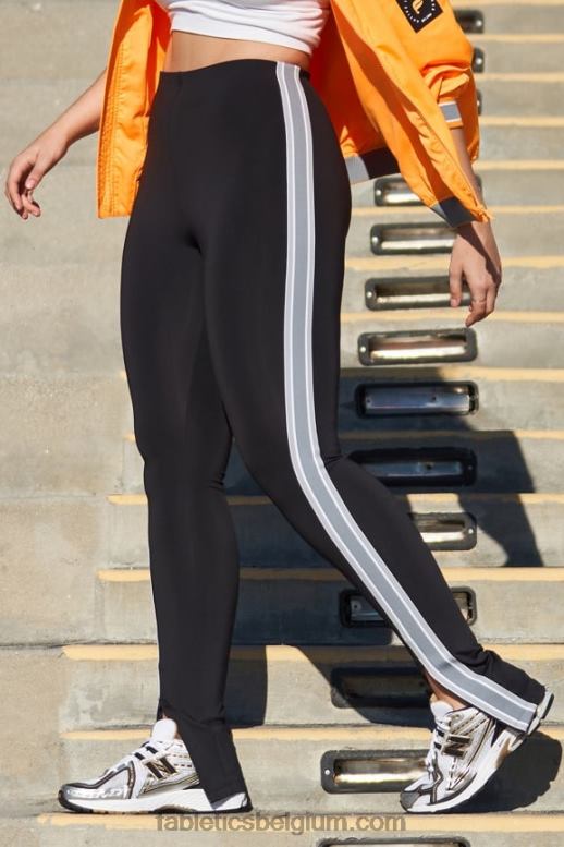 zwart/regenwolk vrouwen motion365+ pull-on broek met gedraaide strepen Fabletics LH20J47