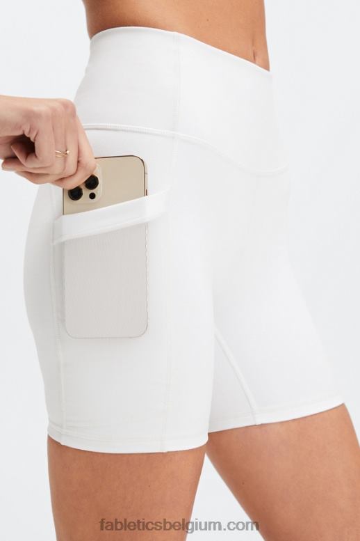 Kaitoke groen/wit vrouwen on-the-go powerhold high-waisted 6'' short 7 Fabletics LH20J261