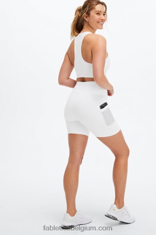 Kaitoke groen/wit vrouwen on-the-go powerhold high-waisted 6'' short 7 Fabletics LH20J261