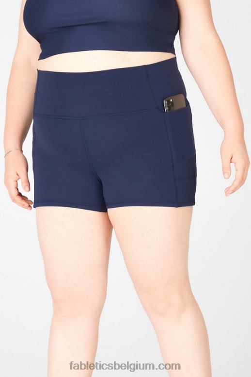 Pacific blauw/neon/wit vrouwen oasis pureluxe short van 2'' met hoge taille Fabletics LH20J467