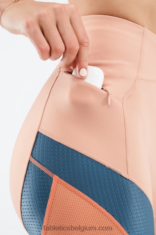 berkenhout/real teal/oranje burst vrouwen motion365 korte broek met hoge taille 6