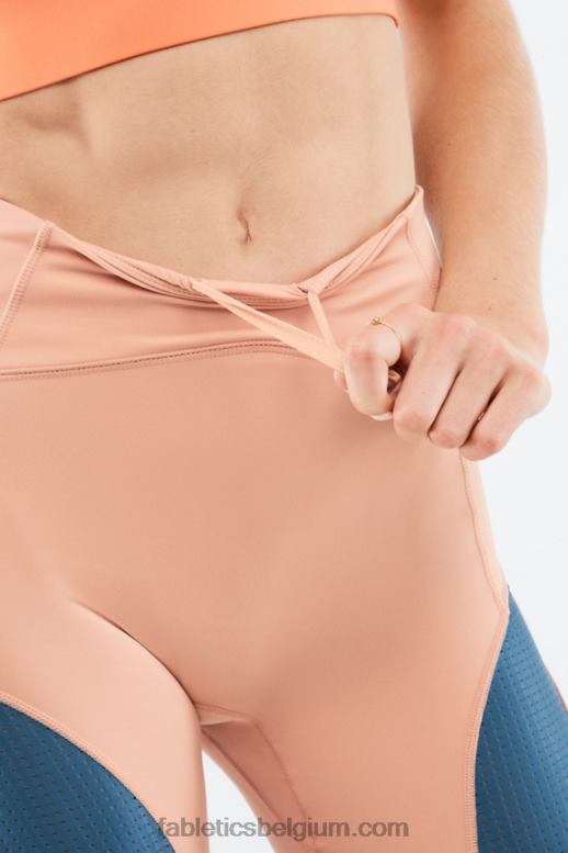 berkenhout/real teal/oranje burst vrouwen motion365 korte broek met hoge taille 6