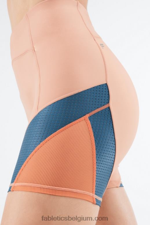 berkenhout/real teal/oranje burst vrouwen motion365 korte broek met hoge taille 6