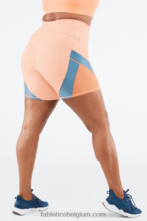 berkenhout/real teal/oranje burst vrouwen motion365 korte broek met hoge taille 6