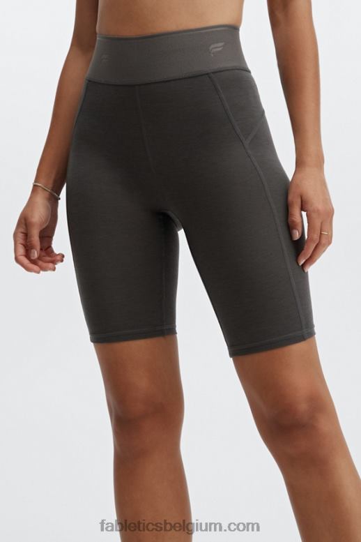 diep kobalt/aloë vrouwen wollen baselayer bike short met ultrahoge taille 6" Fabletics LH20J384