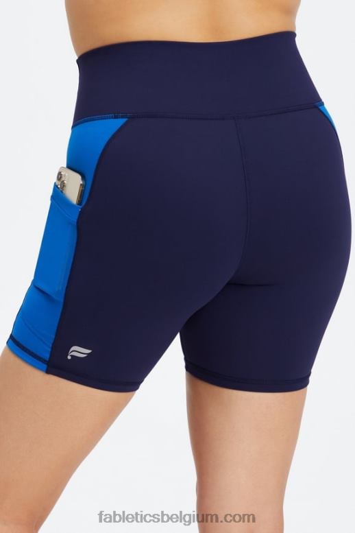 diep marineblauw/elektrisch blauw vrouwen on-the-go powerhold high-waisted 6'' short 5 Fabletics LH20J249