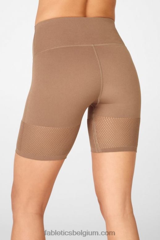 diep marineblauw/reflecterend logo vrouwen sculptknit short met hoge taille Fabletics LH20J586