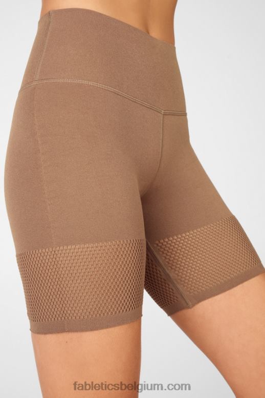 diep marineblauw/reflecterend logo vrouwen sculptknit short met hoge taille Fabletics LH20J586