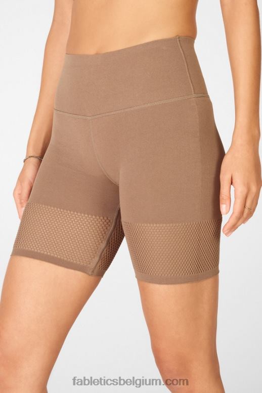 diep marineblauw/reflecterend logo vrouwen sculptknit short met hoge taille Fabletics LH20J586