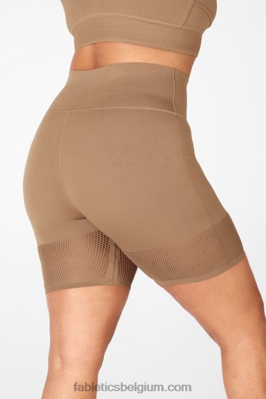 diep marineblauw/reflecterend logo vrouwen sculptknit short met hoge taille Fabletics LH20J587