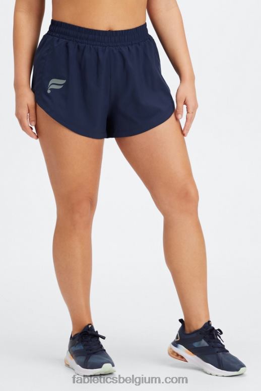 diep marineblauw/reflecterend logo vrouwen volle snelheid mid-rise run kort Fabletics LH20J458