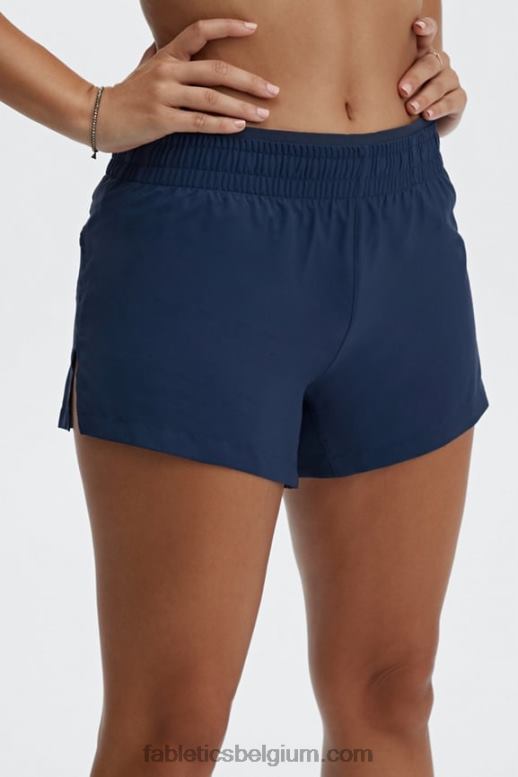 diep marineblauw/reflecterend zilver vrouwen adem mid-rise lopen kort Fabletics LH20J272