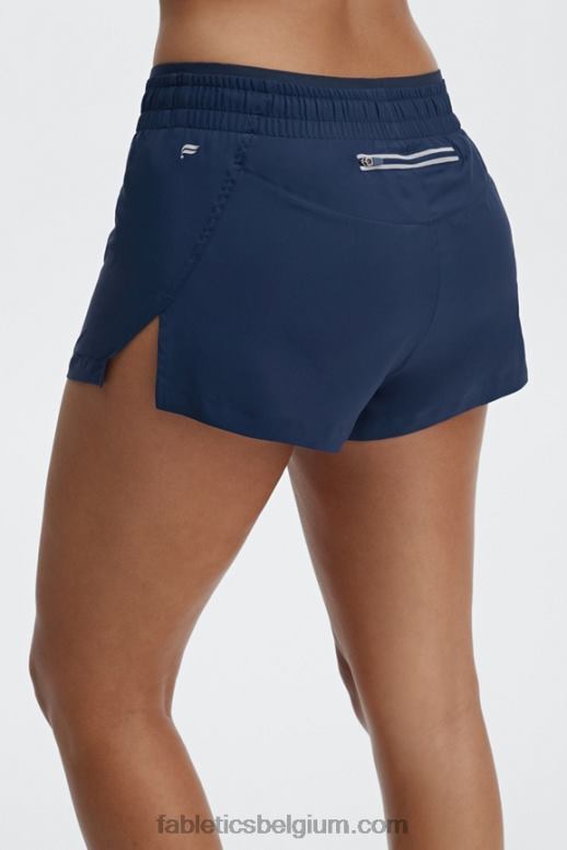 diep marineblauw/reflecterend zilver vrouwen adem mid-rise lopen kort Fabletics LH20J272