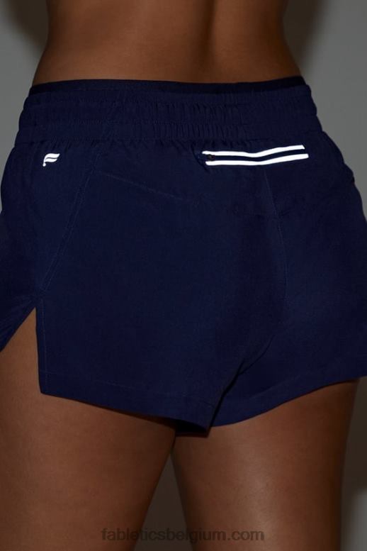 diep marineblauw/reflecterend zilver vrouwen adem mid-rise lopen kort Fabletics LH20J272