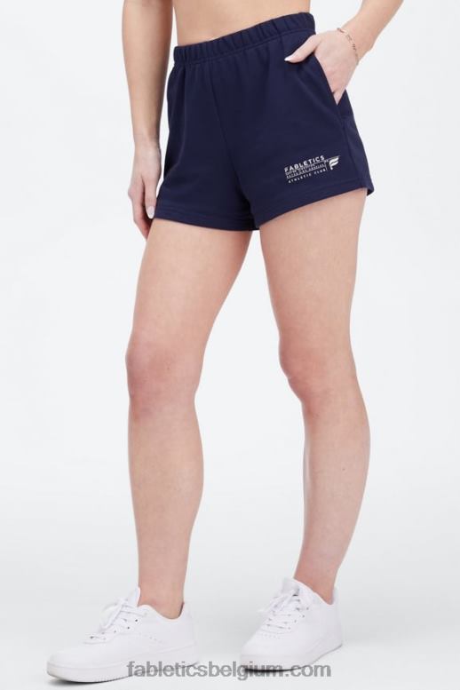 diepe marine/atletische club vrouwen lichtgewicht go-to slim sweatshort Fabletics LH20J373